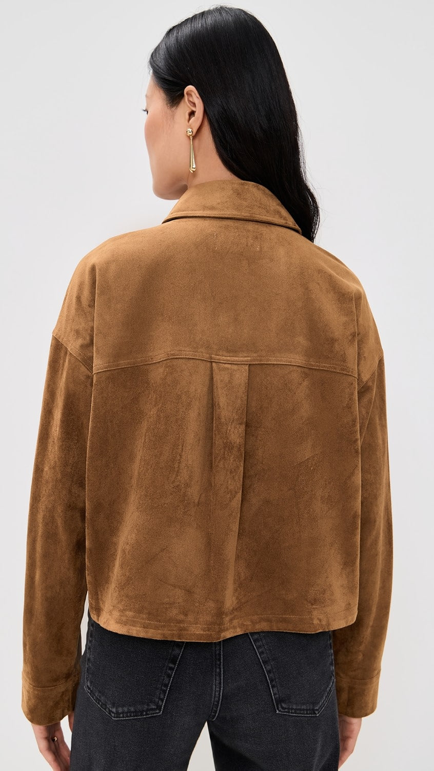 All Day Cropped Suede Jacket - Coconut
