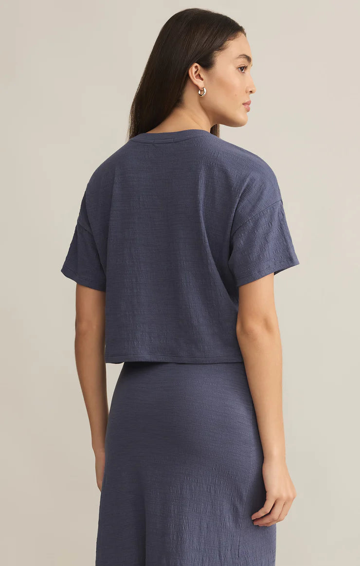 Sway Textured Crop Tee - Worn Blue