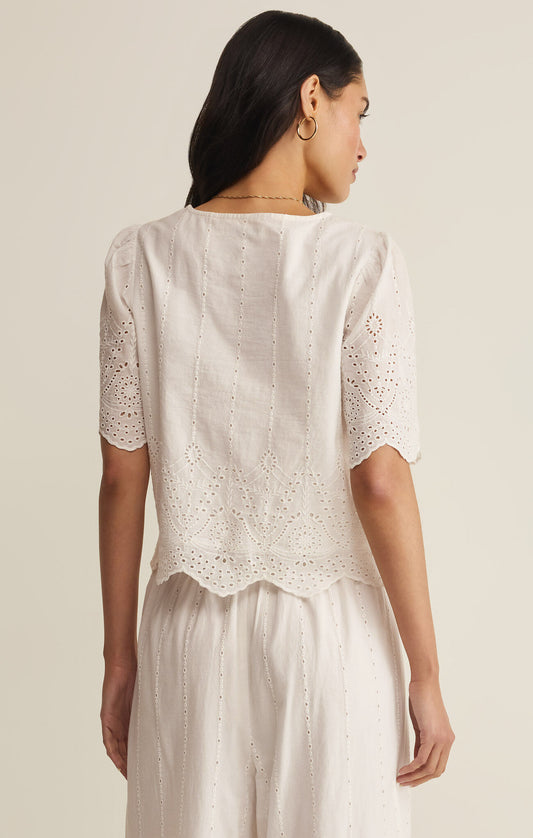 Oceanside Embroidered Top - White