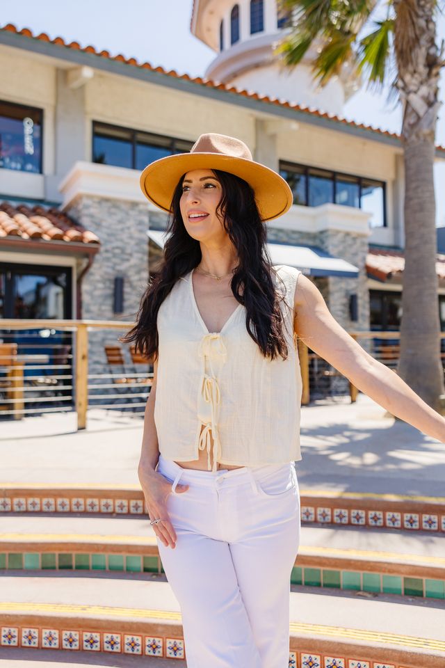 Tie Front Top - Lemon Butter