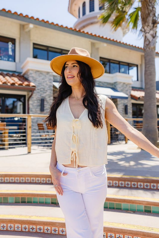 Tie Front Top - Lemon Butter
