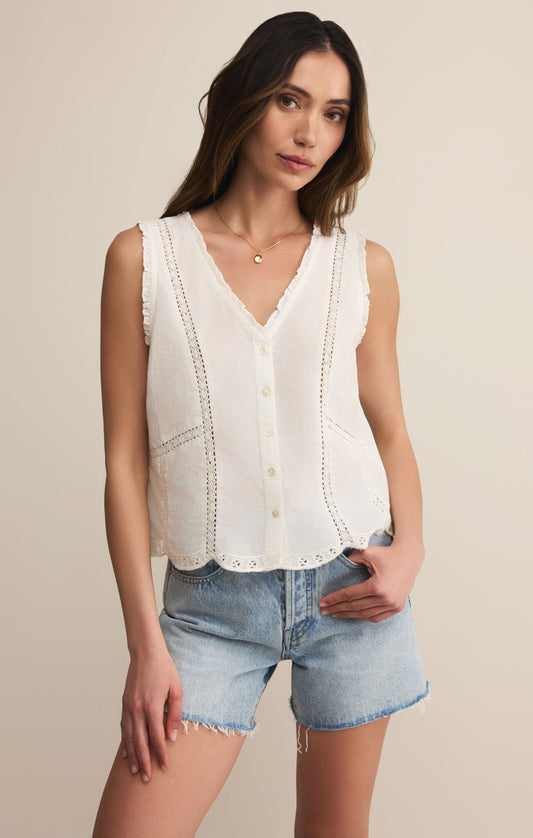 Tomi Embroidered Tank - White