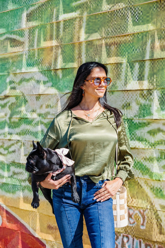 Penny Long Sleeve Blouse - Olive Shrub