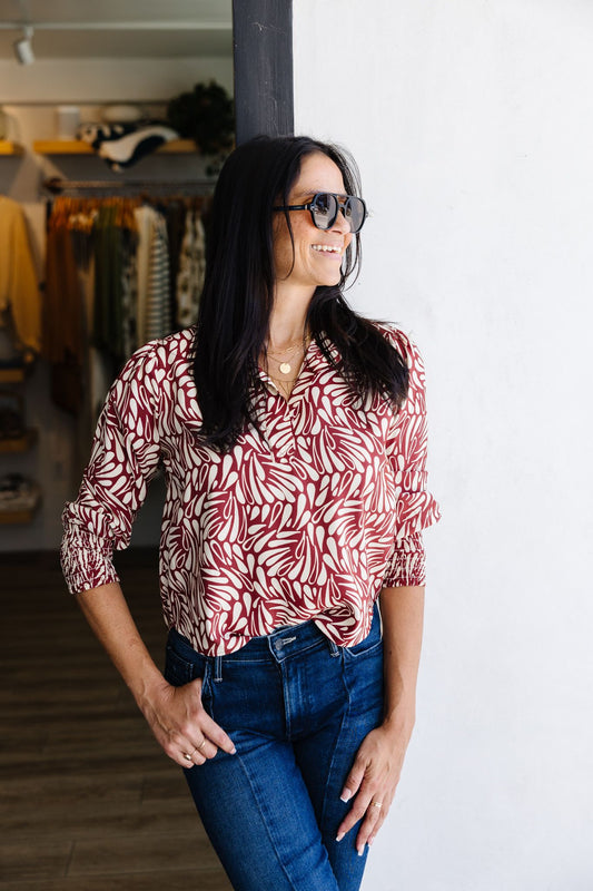Kat Longsleeve Blouse - Bordeaux