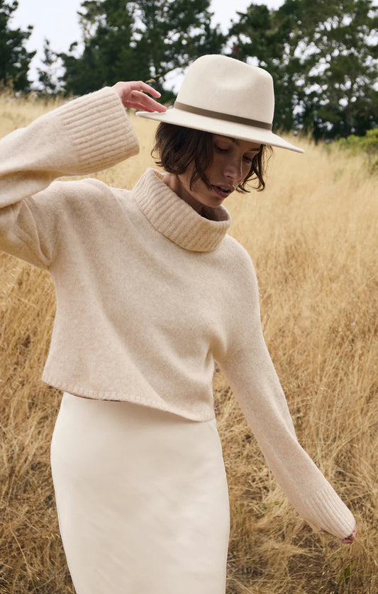 Ursa Turtleneck Sweater Top - Light Oatmeal Heather