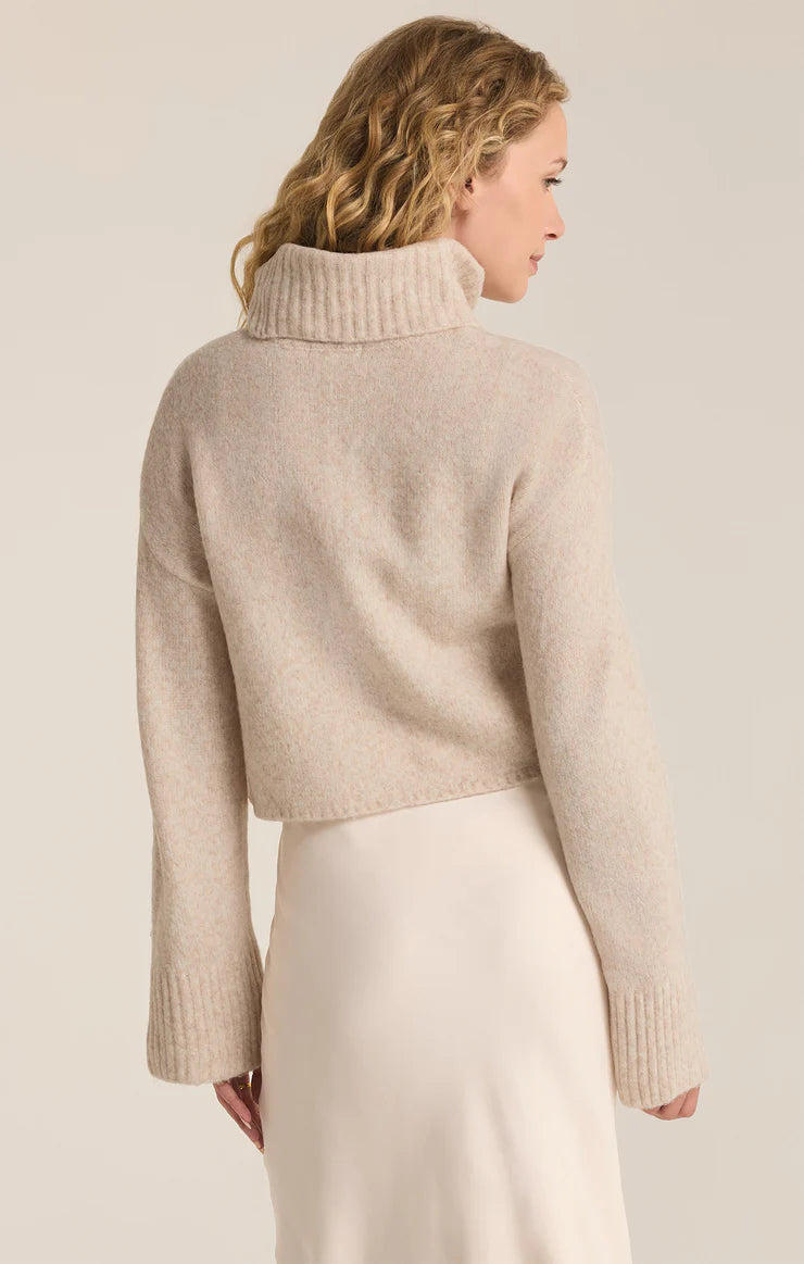 Ursa Turtleneck Sweater Top - Light Oatmeal Heather