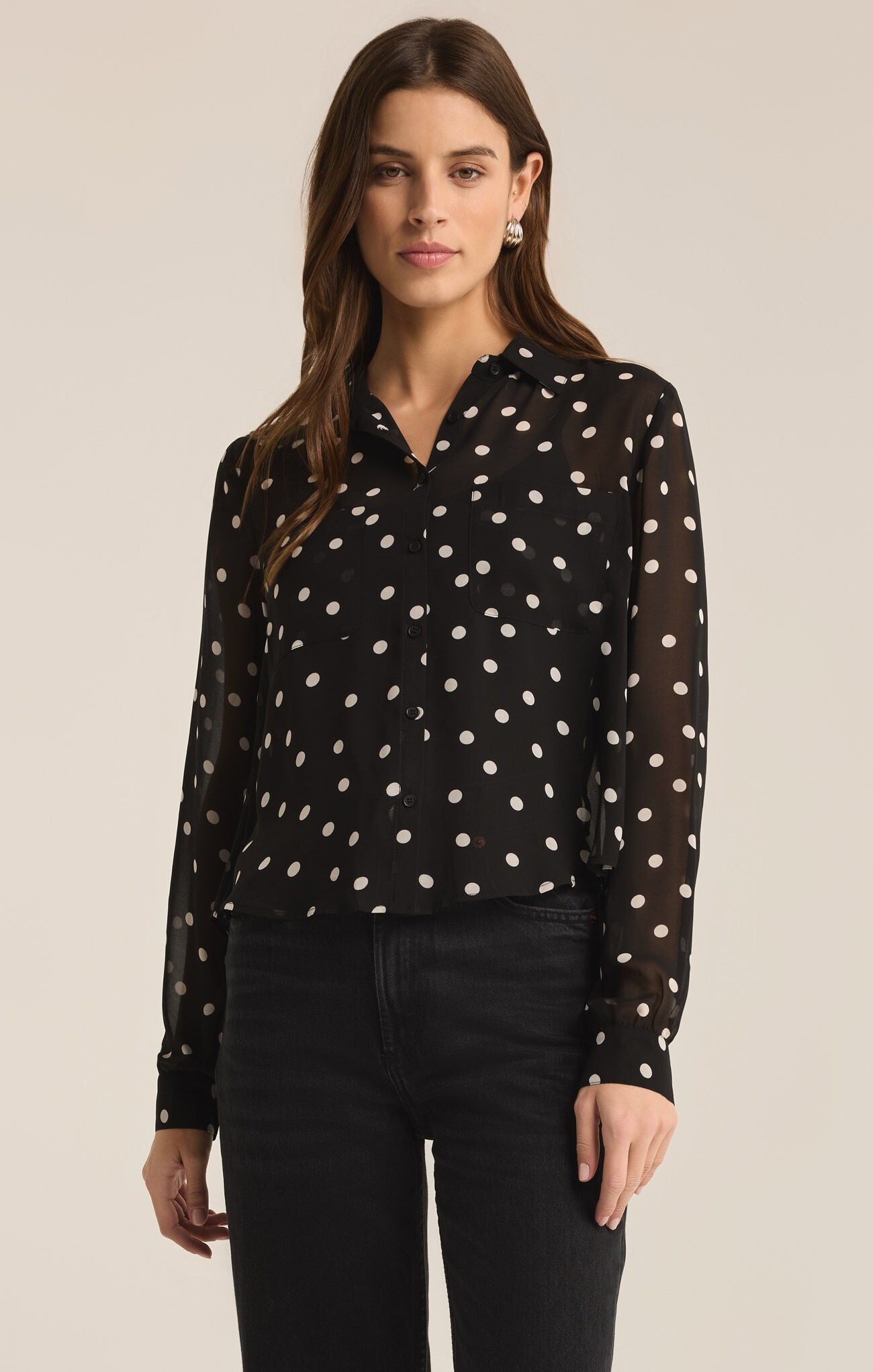 Vivienne Polka Dot Top - Black