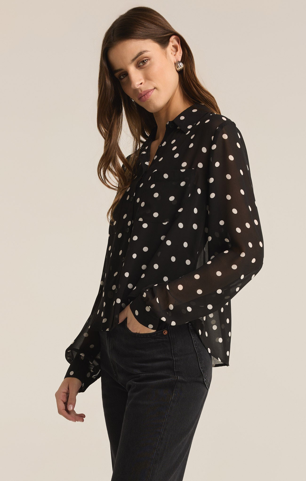 Vivienne Polka Dot Top - Black