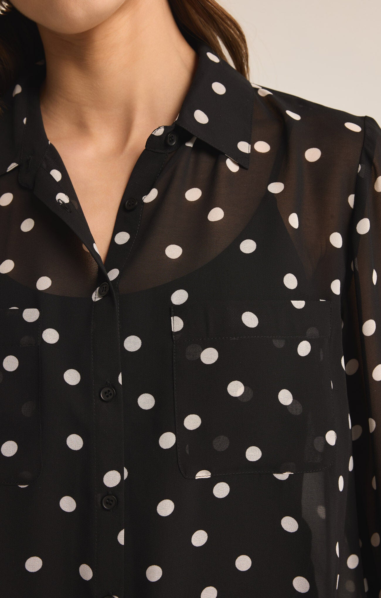 Vivienne Polka Dot Top - Black