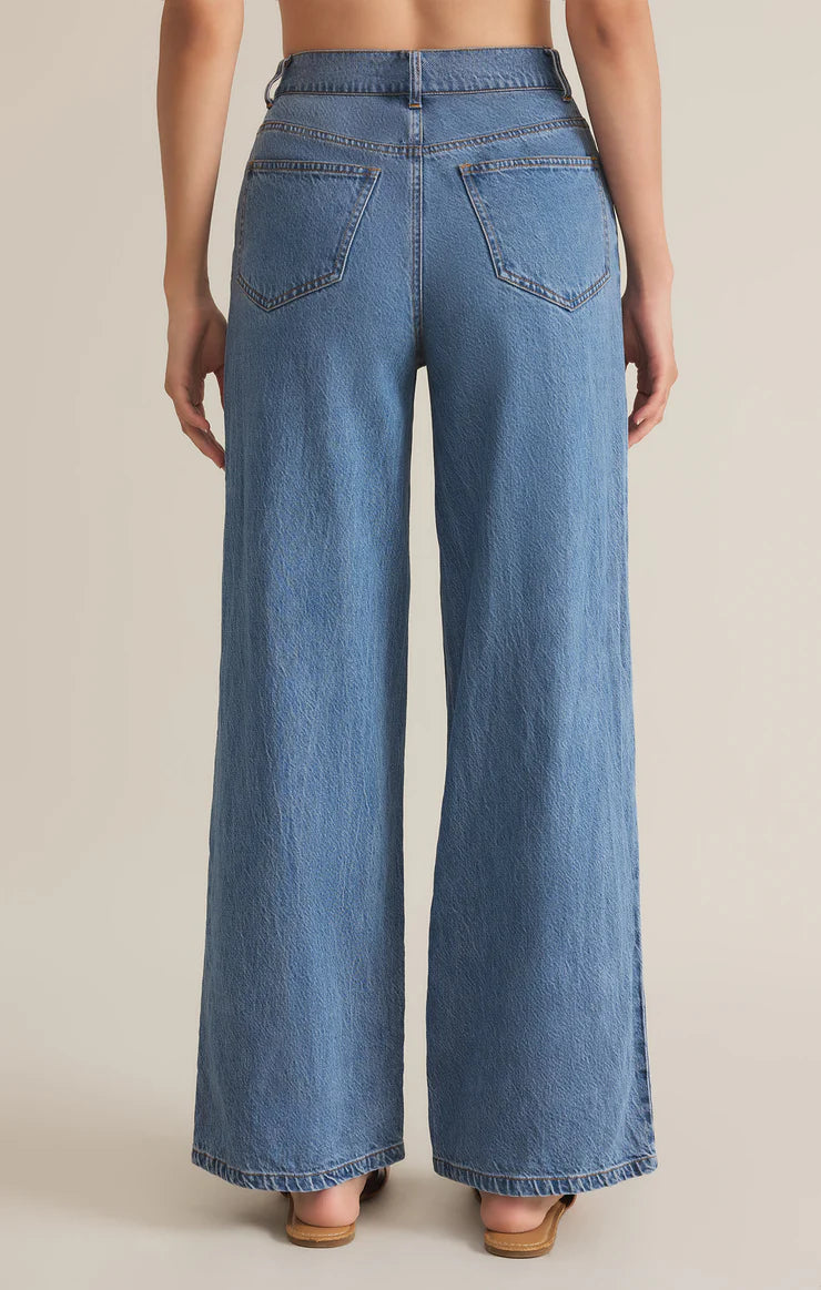 Mia Loose Wide Leg Denim Pant - Washed Indigo