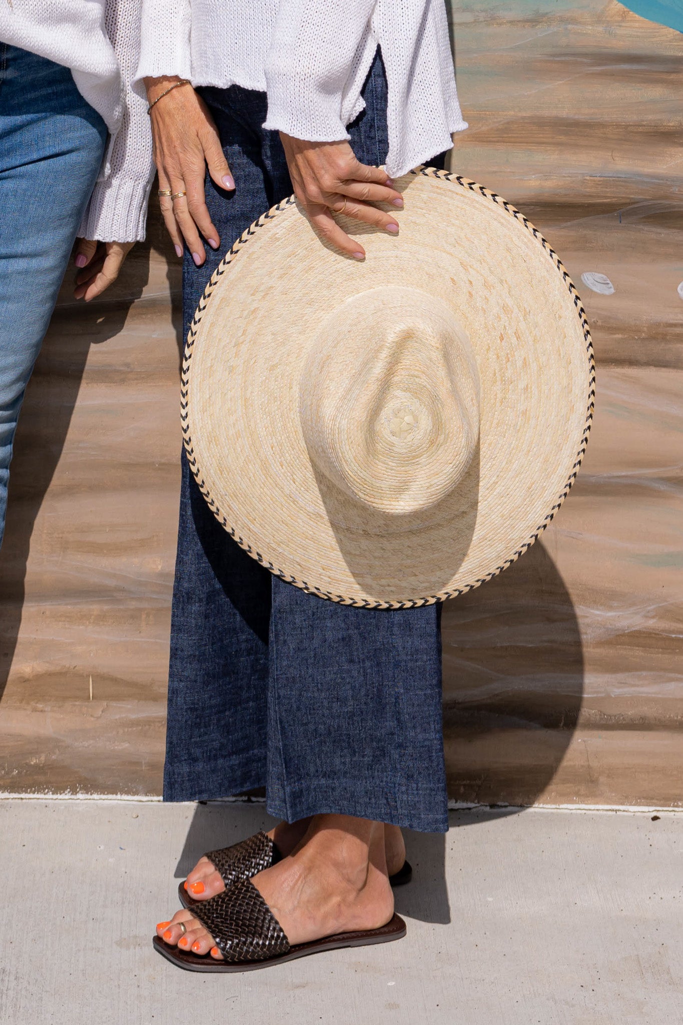 woven wide brim hat