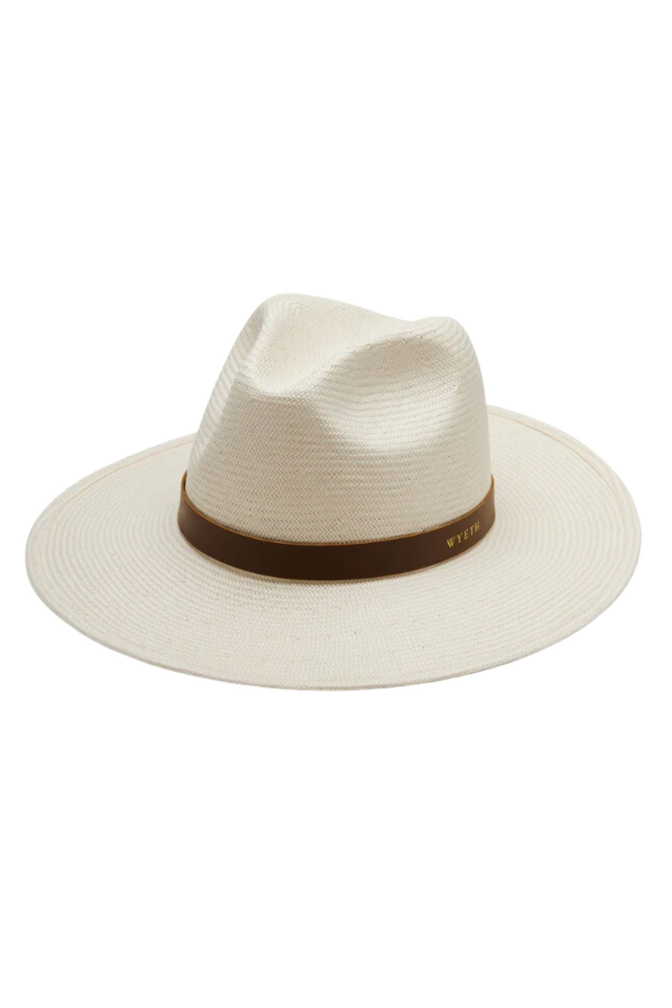 cream straw hat with leather band